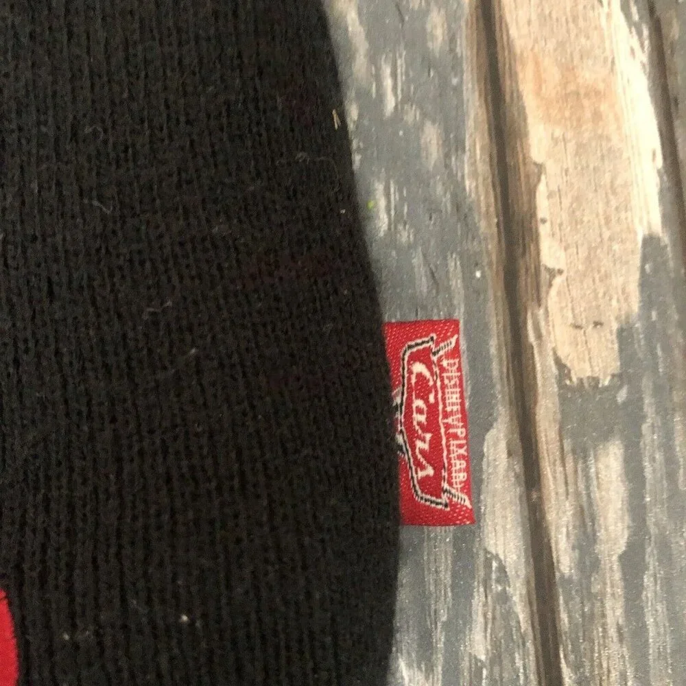 Disney/Pixar Cars Lightning Mcqueen Beanie Cap Hat Black Acrylic Kids Sz 4-16